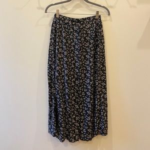 Vintage Button-through Floral Midi/Maxi Skirt